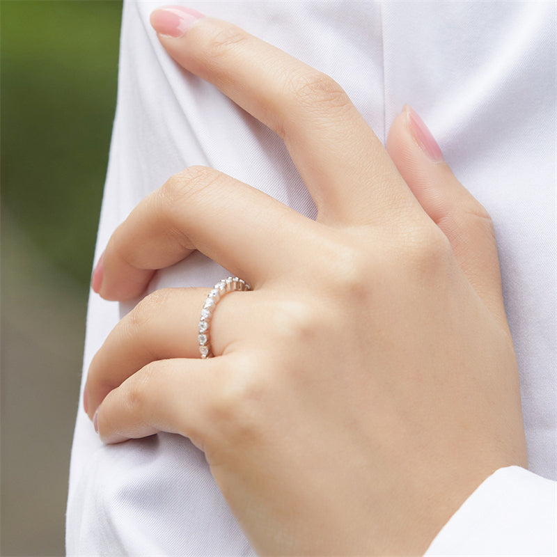 925 Sterling Silver Full Eternity Band - Micro Pave Zircon Stackable Index Finger Ring