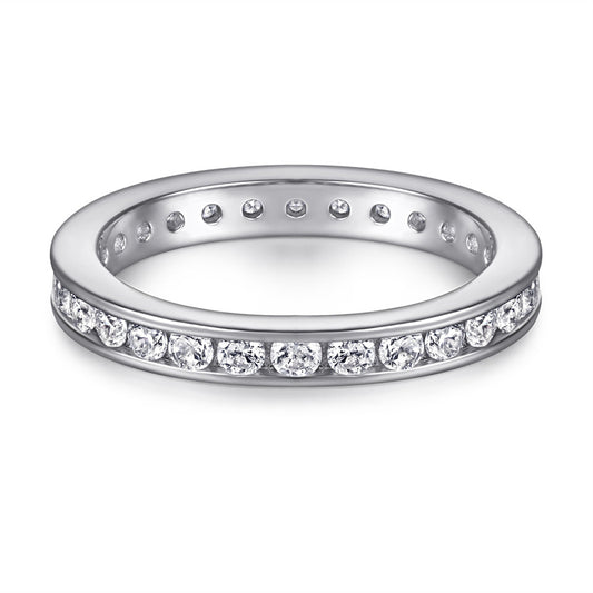 925 Sterling Silver Full Eternity Band – Stardust Pavé Wedding Ring