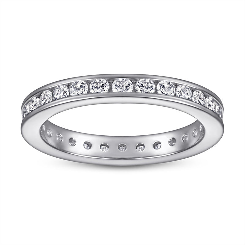 925 Sterling Silver Full Eternity Band – Stardust Pavé Wedding Ring