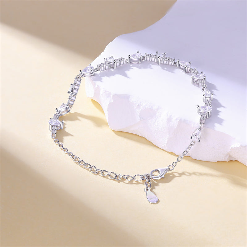 925 Sterling Silver Full Pavé Zirconia Bracelet - Luxurious Geometric Jewelry for Women