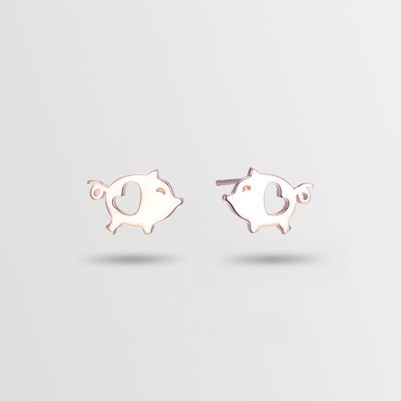 925 Sterling Silver Geometric Animal Stud Earrings - Korean Style Minimalist Earrings with Plastic Backs