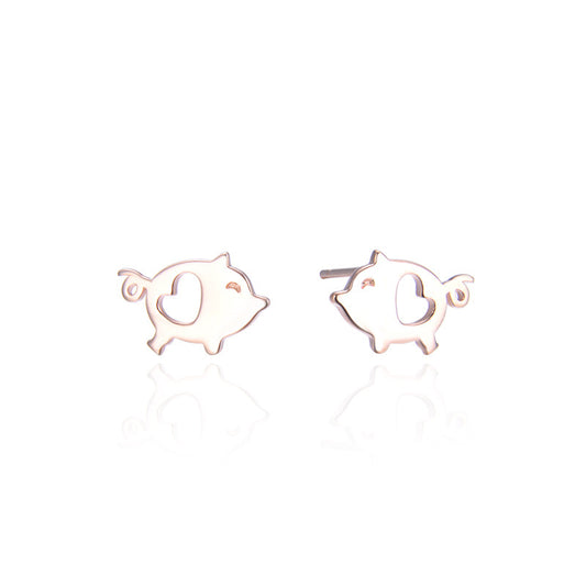 925 Sterling Silver Geometric Animal Stud Earrings - Korean Style Minimalist Earrings with Plastic Backs