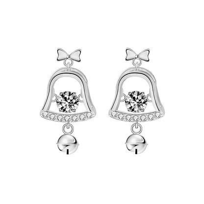 925 Sterling Silver Geometric Bell Drop Earrings with 0.5ct Moissanite - Euro-American Style Fashion Jewelry for Women