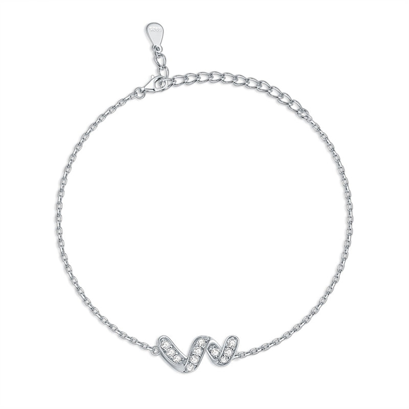 925 Sterling Silver Geometric Bracelet - Modern U-Shaped Jewelry with Zirconia