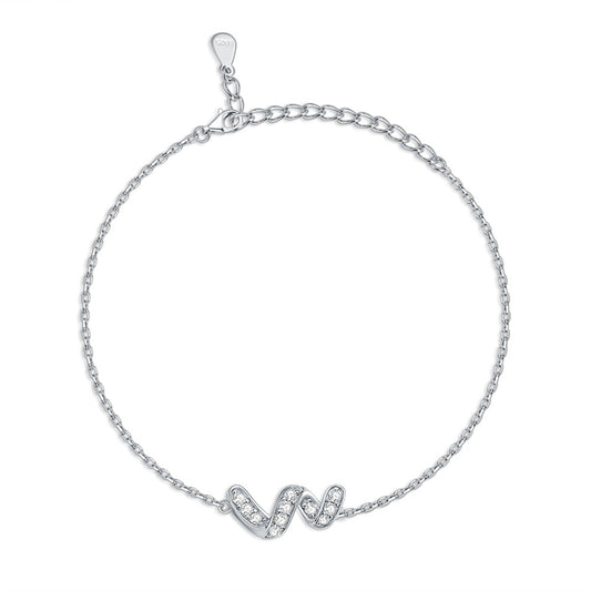 925 Sterling Silver Geometric Bracelet - Modern U-Shaped Jewelry with Zirconia