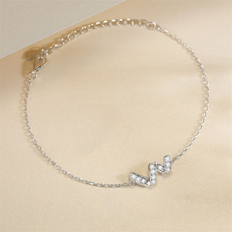 925 Sterling Silver Geometric Bracelet - Modern U-Shaped Jewelry with Zirconia