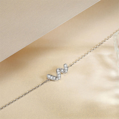 925 Sterling Silver Geometric Bracelet - Modern U-Shaped Jewelry with Zirconia