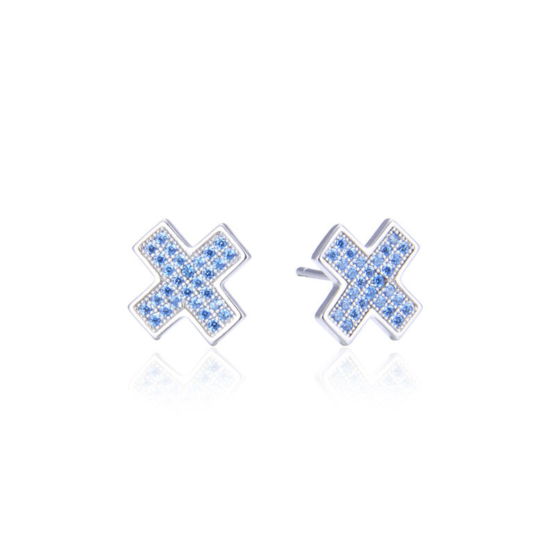 925 Sterling Silver Geometric CZ Stud Earrings - Minimalist Diamond Earrings with Plastic Backs