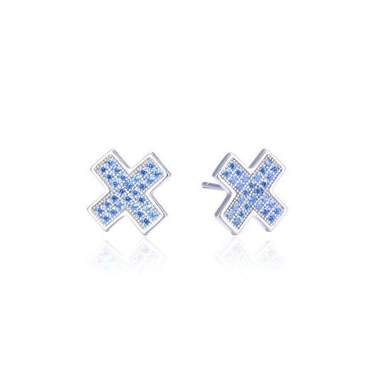 925 Sterling Silver Geometric CZ Stud Earrings - Minimalist Diamond Earrings with Plastic Backs