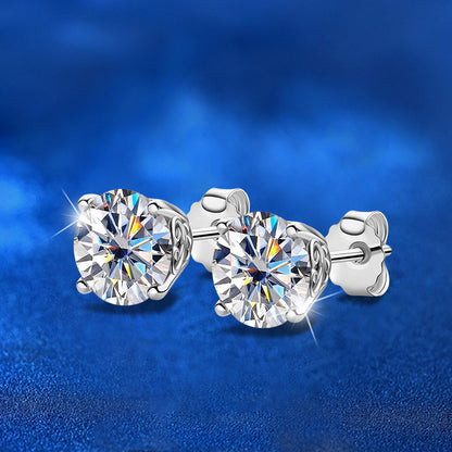 925 Sterling Silver Geometric Circle Stud Earrings with 2ct Moissanite - White Gold Plated Unique Statement Jewelry for Women