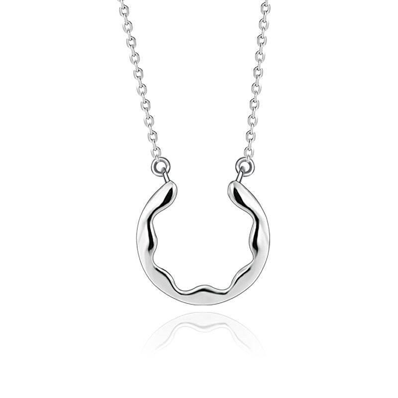 925 Sterling Silver Geometric Couple Pendant Necklace Set Original Design Circle & Triangle Cross Chain Unisex Jewelry