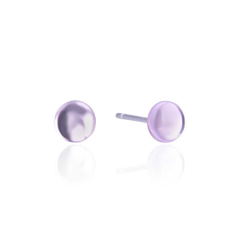 925 Sterling Silver Geometric Crystal Stud Earrings - Blue/Pink/White Korean Style Earrings with Plastic Backs