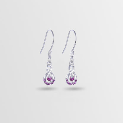 925 Sterling Silver Geometric Dangle Earrings - Korean Style White Gold & Rose Gold Plated Elegant Earrings for Women