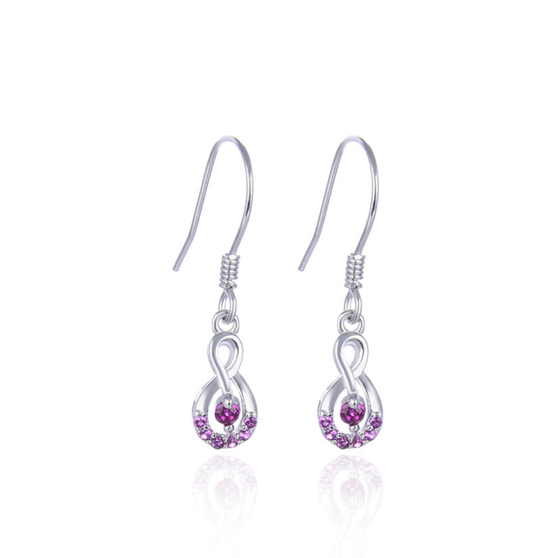 925 Sterling Silver Geometric Dangle Earrings - Korean Style White Gold & Rose Gold Plated Elegant Earrings for Women