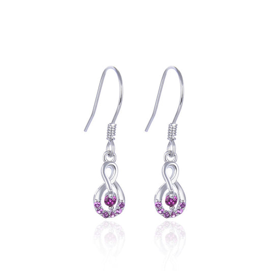 925 Sterling Silver Geometric Dangle Earrings - Korean Style White Gold & Rose Gold Plated Elegant Earrings for Women