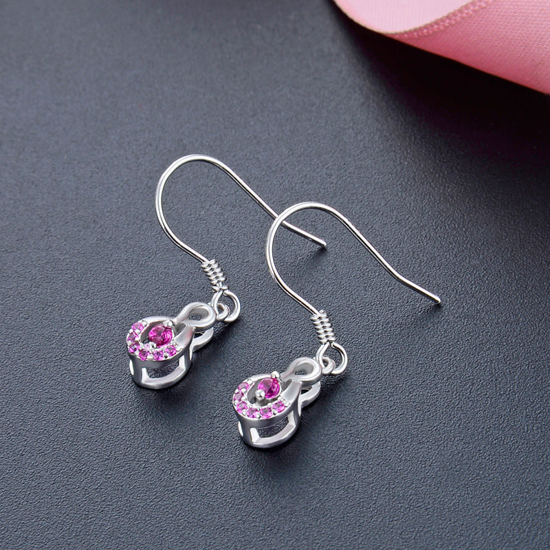 925 Sterling Silver Geometric Dangle Earrings - Korean Style White Gold & Rose Gold Plated Elegant Earrings for Women