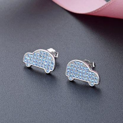 925 Sterling Silver Geometric Diamond Stud Earrings - Korean Style Minimalist Earrings with Plastic Backs