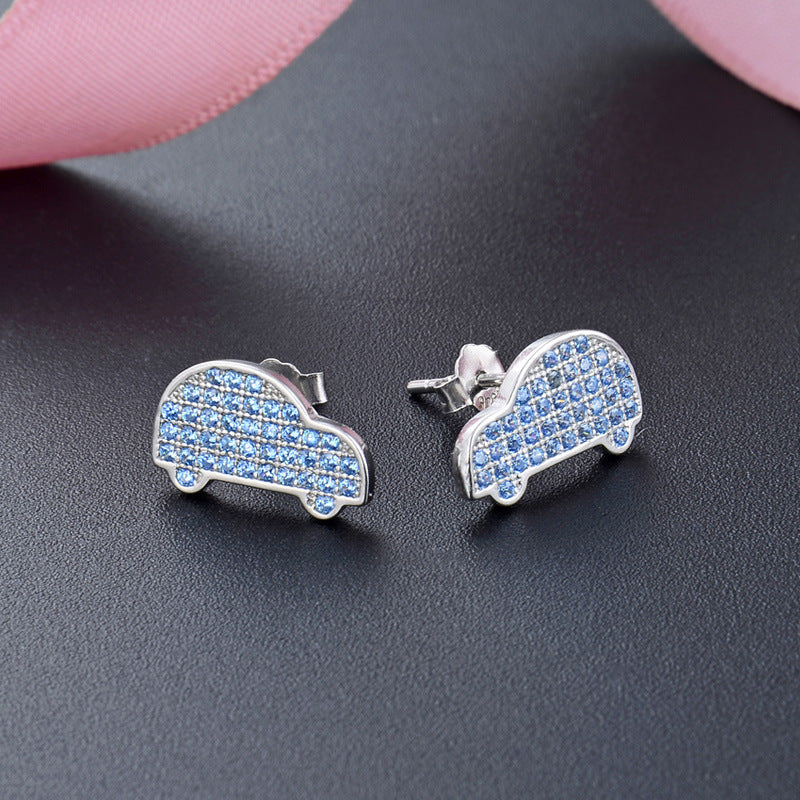 925 Sterling Silver Geometric Diamond Stud Earrings - Korean Style Minimalist Earrings with Plastic Backs