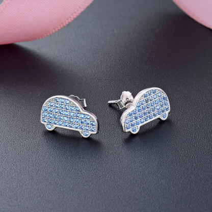 925 Sterling Silver Geometric Diamond Stud Earrings - Korean Style Minimalist Earrings with Plastic Backs