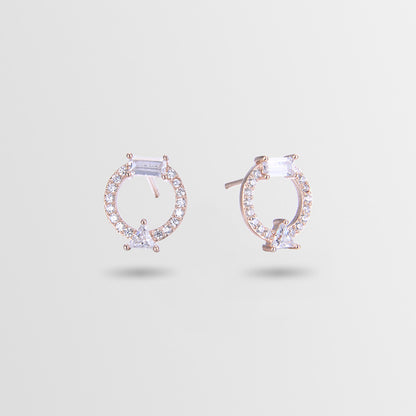 925 Sterling Silver Geometric Diamond Stud Earrings - Minimalist Hypoallergenic Earrings with Plastic Backs