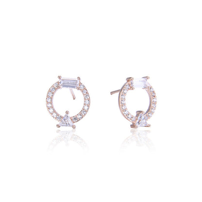 925 Sterling Silver Geometric Diamond Stud Earrings - Minimalist Hypoallergenic Earrings with Plastic Backs