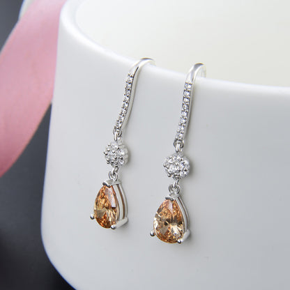 925 Sterling Silver Geometric Drop Earrings - Korean Minimalist Dangle Earrings for Women