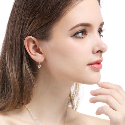 925 Sterling Silver Geometric Drop Earrings - Korean Minimalist Dangle Earrings for Women