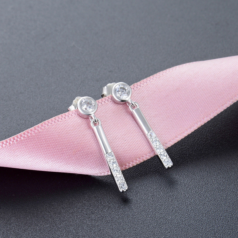925 Sterling Silver Geometric Drop Earrings - Korean Style Fashion Dangle Earrings with Plastic Backs