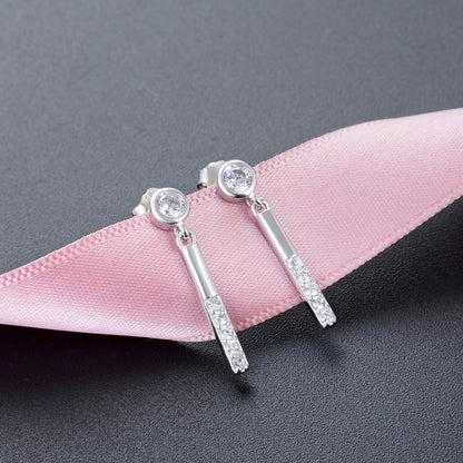 925 Sterling Silver Geometric Drop Earrings - Korean Style Fashion Dangle Earrings with Plastic Backs