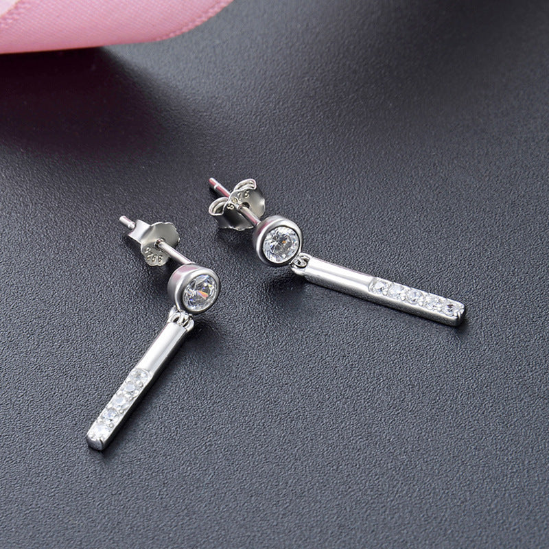 925 Sterling Silver Geometric Drop Earrings - Korean Style Fashion Dangle Earrings with Plastic Backs