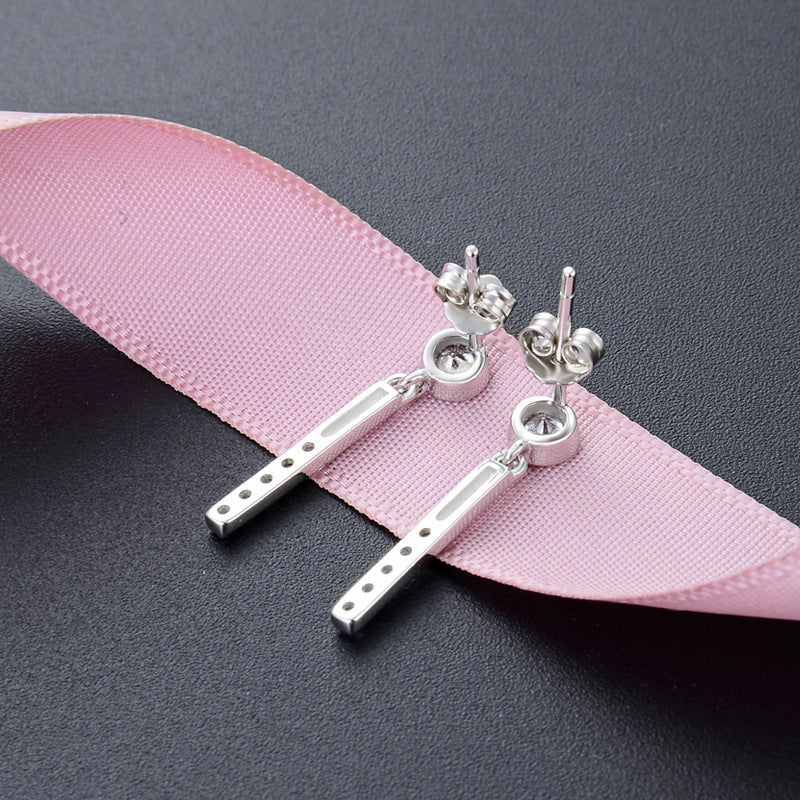 925 Sterling Silver Geometric Drop Earrings - Korean Style Fashion Dangle Earrings with Plastic Backs