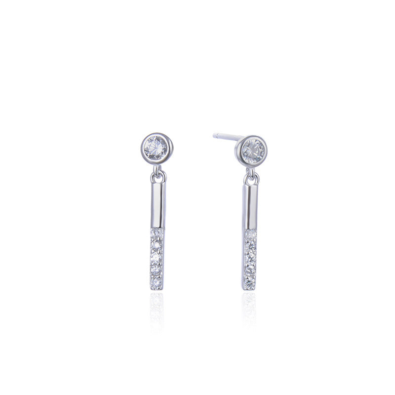 925 Sterling Silver Geometric Drop Earrings - Korean Style Fashion Dangle Earrings with Plastic Backs