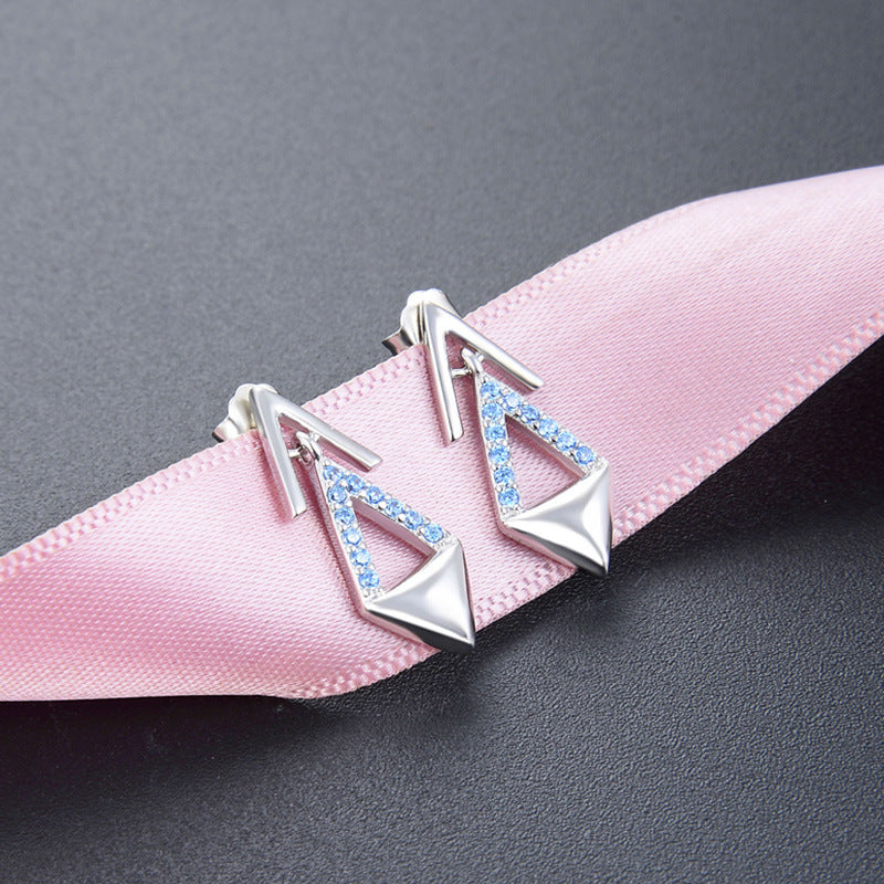925 Sterling Silver Geometric Drop Earrings - Korean Style Fashion Dangle Earrings with Plastic Backs for Women
