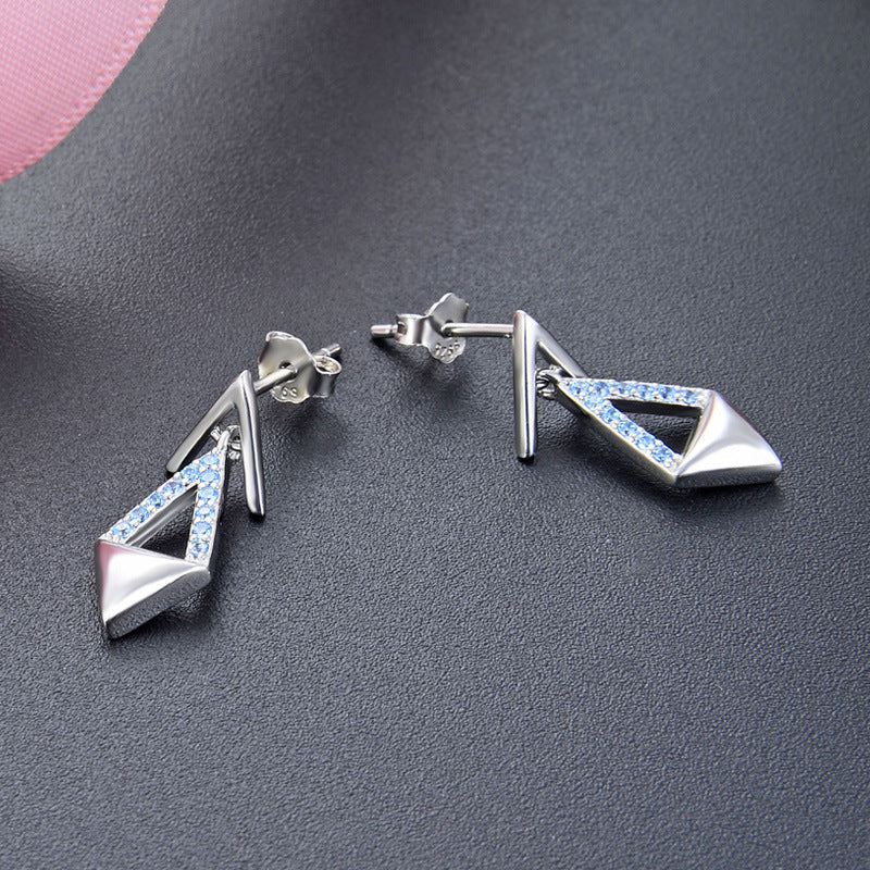 925 Sterling Silver Geometric Drop Earrings - Korean Style Fashion Dangle Earrings with Plastic Backs for Women