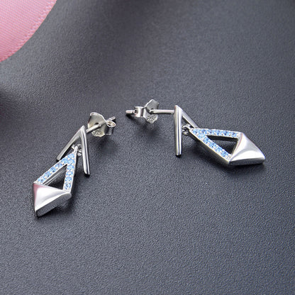 925 Sterling Silver Geometric Drop Earrings - Korean Style Fashion Dangle Earrings with Plastic Backs for Women