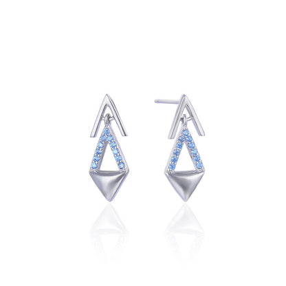 925 Sterling Silver Geometric Drop Earrings - Korean Style Fashion Dangle Earrings with Plastic Backs for Women
