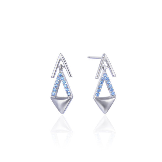 925 Sterling Silver Geometric Drop Earrings - Korean Style Fashion Dangle Earrings with Plastic Backs for Women