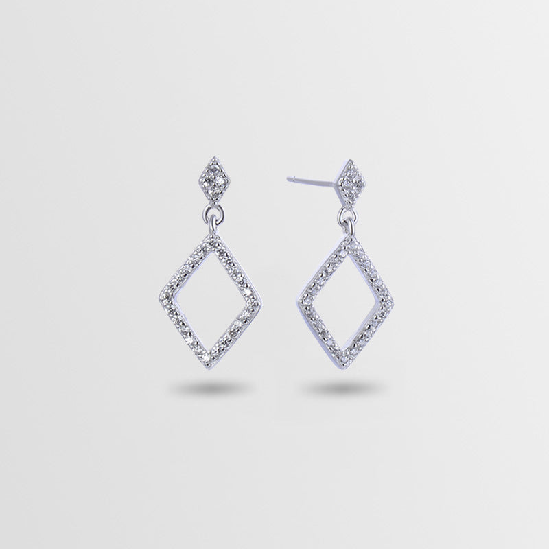 925 Sterling Silver Geometric Drop Earrings - Korean Style Minimalist Dangle Earrings with Plastic Ear Stoppers