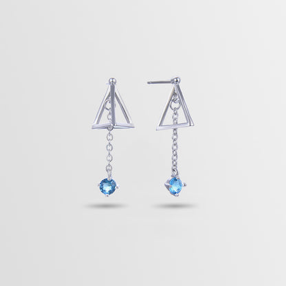 925 Sterling Silver Geometric Drop Earrings - Korean Style Minimalist Dangle Earrings with Plastic Stoppers
