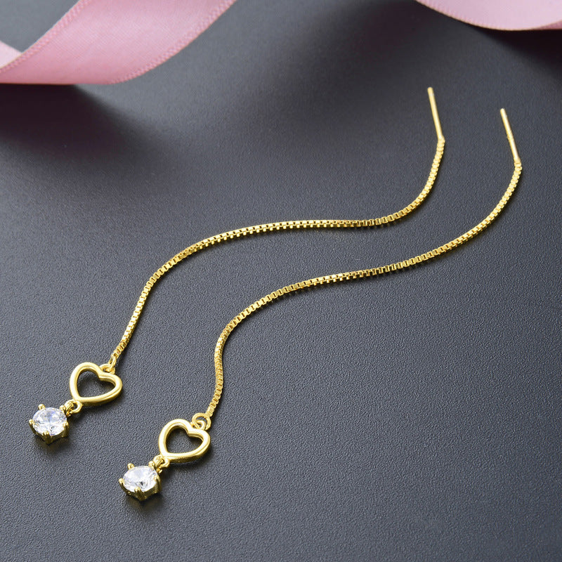 925 Sterling Silver Geometric Drop Earrings - Korean Style Minimalist Dangle Earrings with Plastic Stoppers
