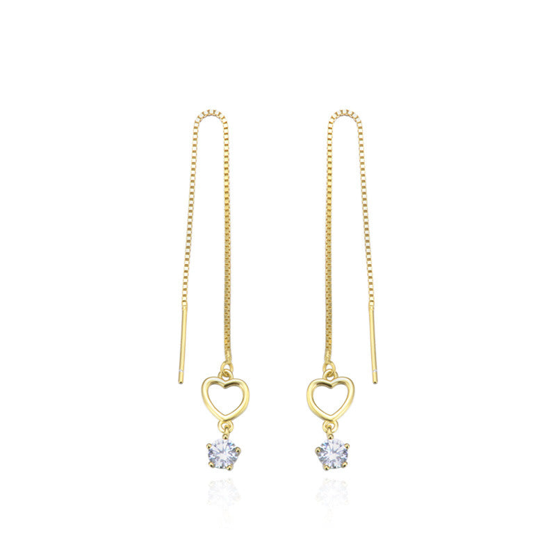 925 Sterling Silver Geometric Drop Earrings - Korean Style Minimalist Dangle Earrings with Plastic Stoppers