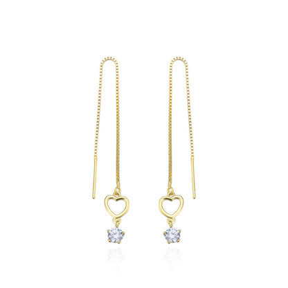 925 Sterling Silver Geometric Drop Earrings - Korean Style Minimalist Dangle Earrings with Plastic Stoppers