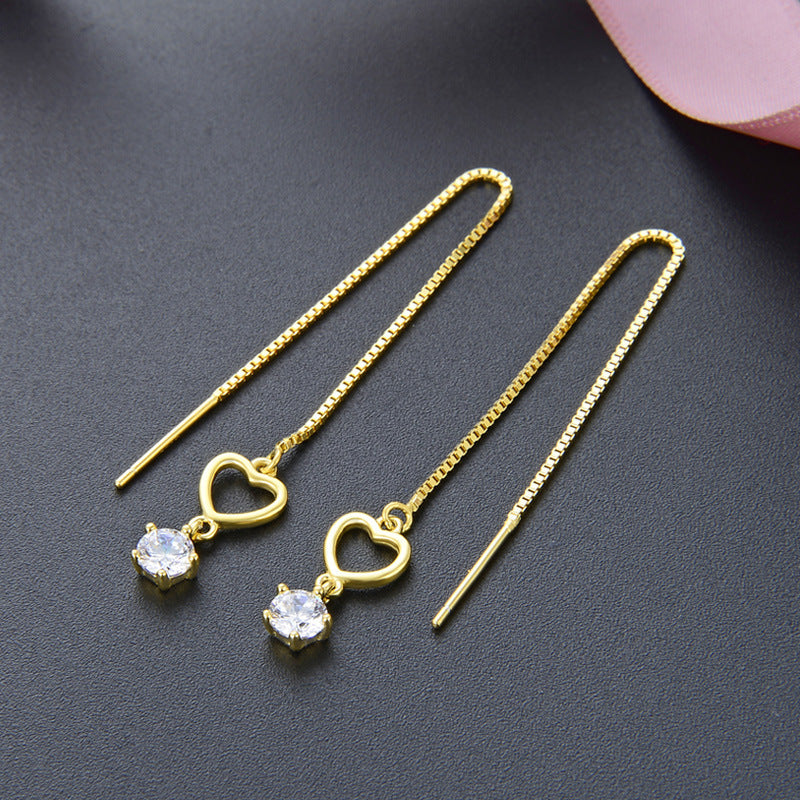 925 Sterling Silver Geometric Drop Earrings - Korean Style Minimalist Dangle Earrings with Plastic Stoppers