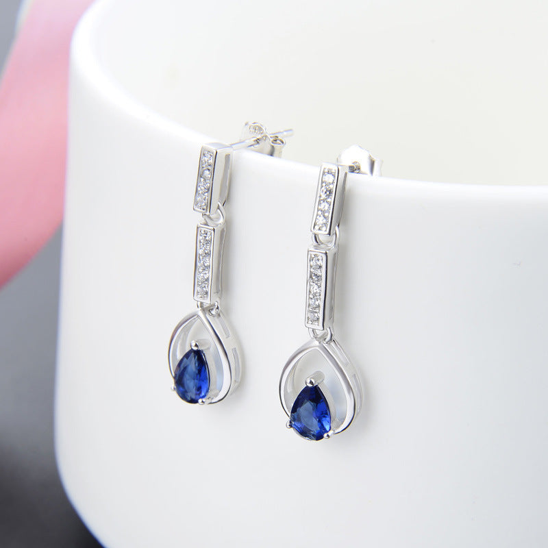 925 Sterling Silver Geometric Drop Earrings - Korean Style Sweet & Minimalist Dangle Earrings with Plastic Stoppers