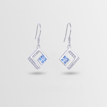 925 Sterling Silver Geometric Drop Earrings - Minimalist Dangle Earrings for Women, Office & Everyday Wear