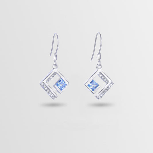 925 Sterling Silver Geometric Drop Earrings - Minimalist Dangle Earrings for Women, Office & Everyday Wear