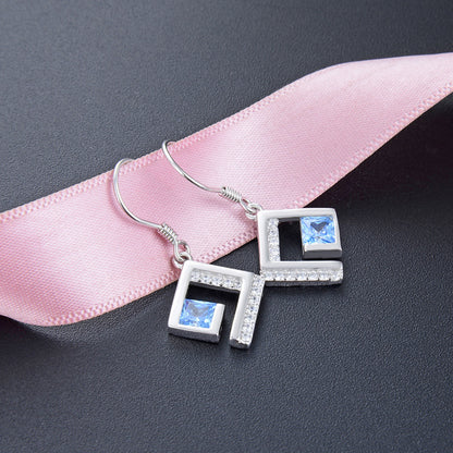 925 Sterling Silver Geometric Drop Earrings - Minimalist Dangle Earrings for Women, Office & Everyday Wear