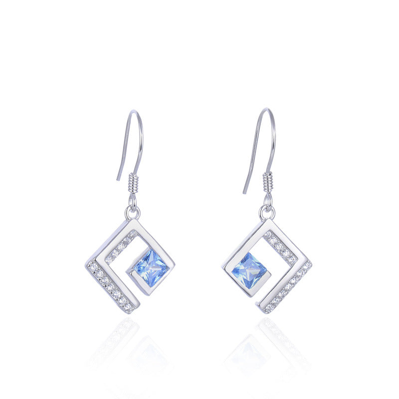 925 Sterling Silver Geometric Drop Earrings - Minimalist Dangle Earrings for Women, Office & Everyday Wear
