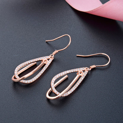 925 Sterling Silver Geometric Drop Earrings - Minimalist Modern Dangle Earrings for Women
