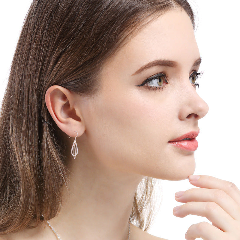 925 Sterling Silver Geometric Drop Earrings - Minimalist Modern Dangle Earrings for Women